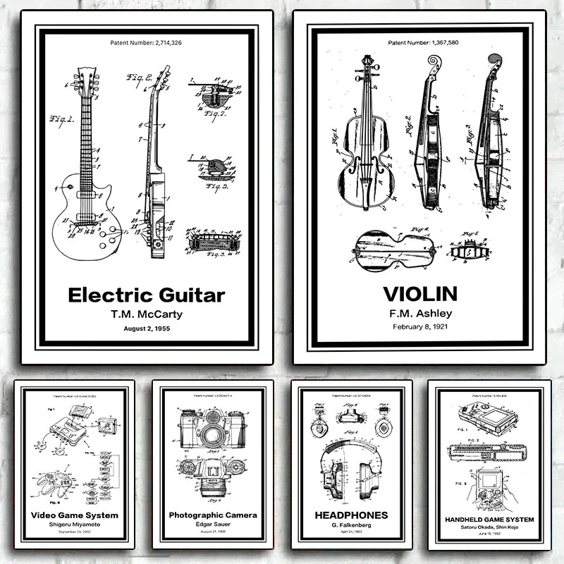 Musical Instrument Video - Patenty na instrumenty muzyczne Plakaty Obrazy