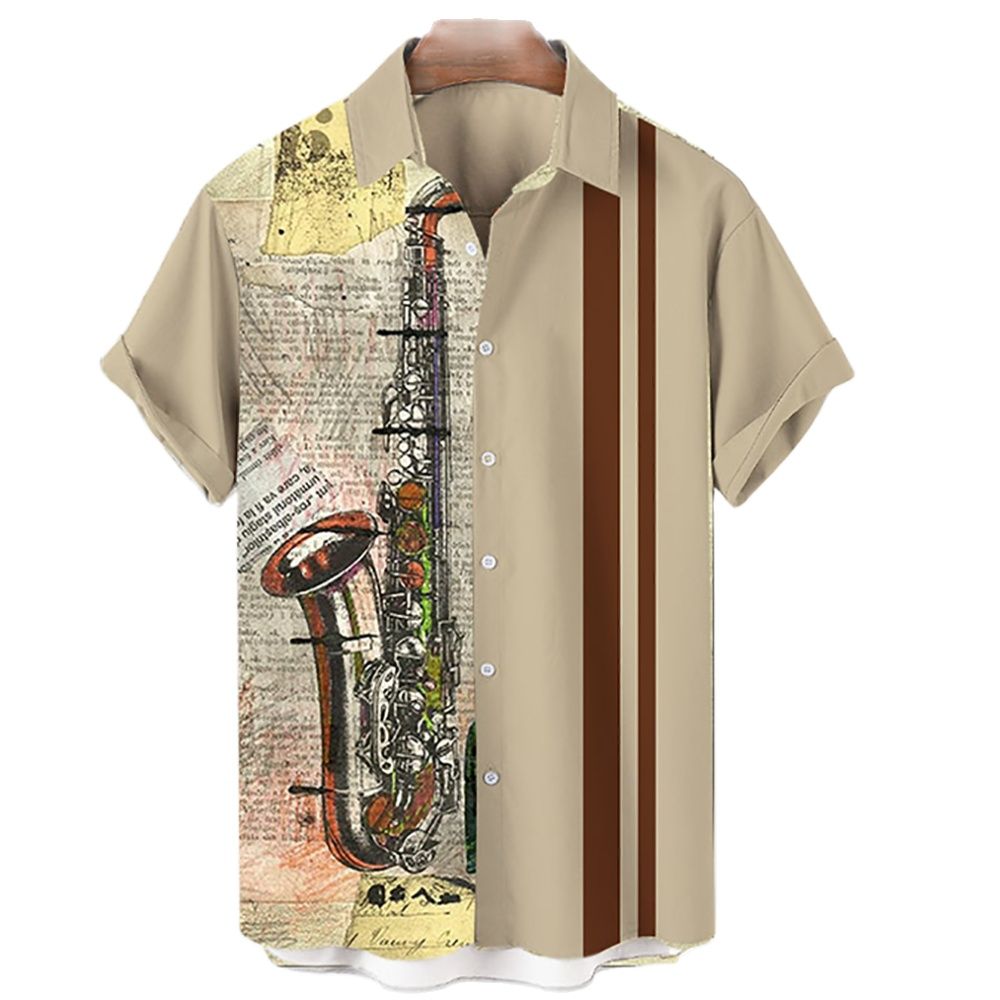 Musical Instrument Hawaiian - Męskie koszule hawajskie z nadrukiem 3D